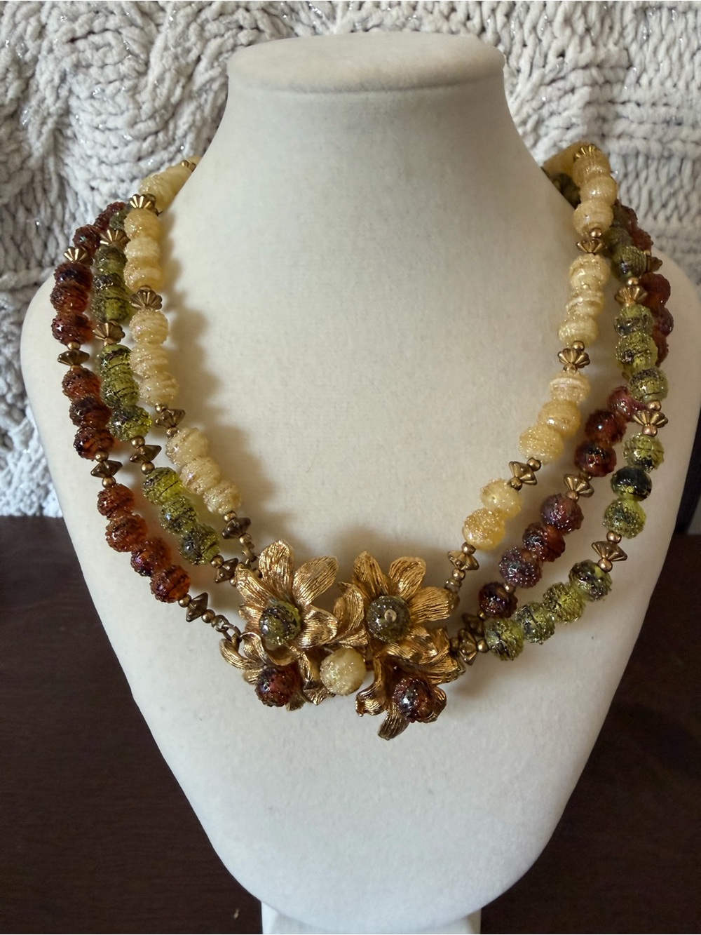 1950’s Vintage Triple Strand Beaded Necklace